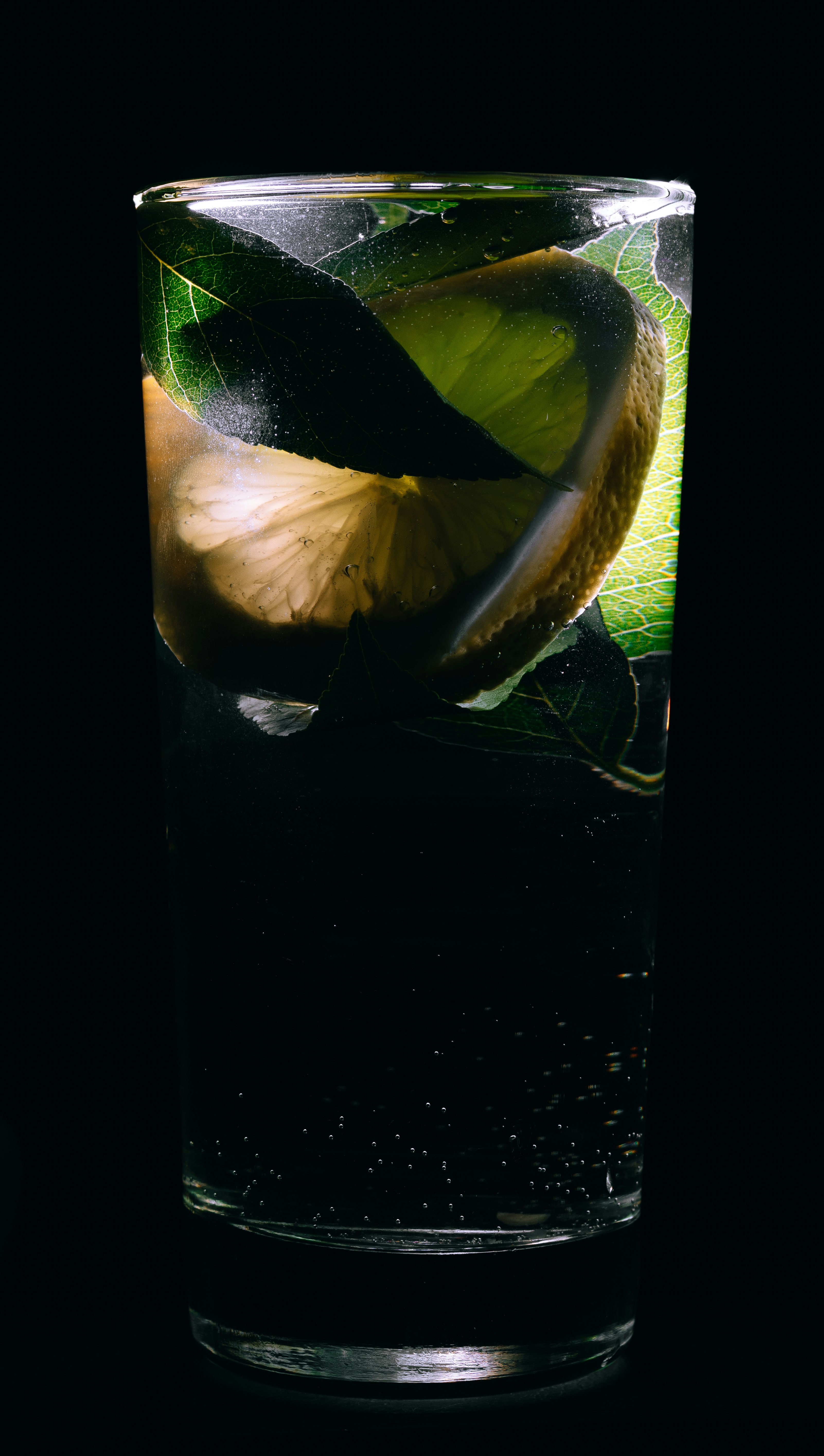 glass cup filled with sliced lemon